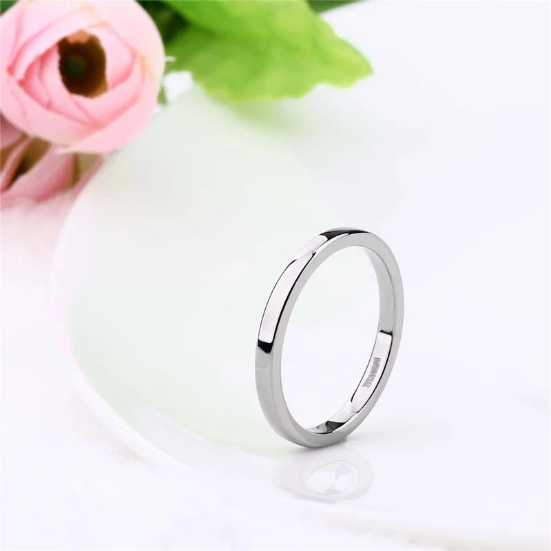 TIGRADE 2/4/6/8mm Mens Wedding Band Polished Women Titanium Simple Engagement Classic Rings Black Silver Color Lady anel 3-15