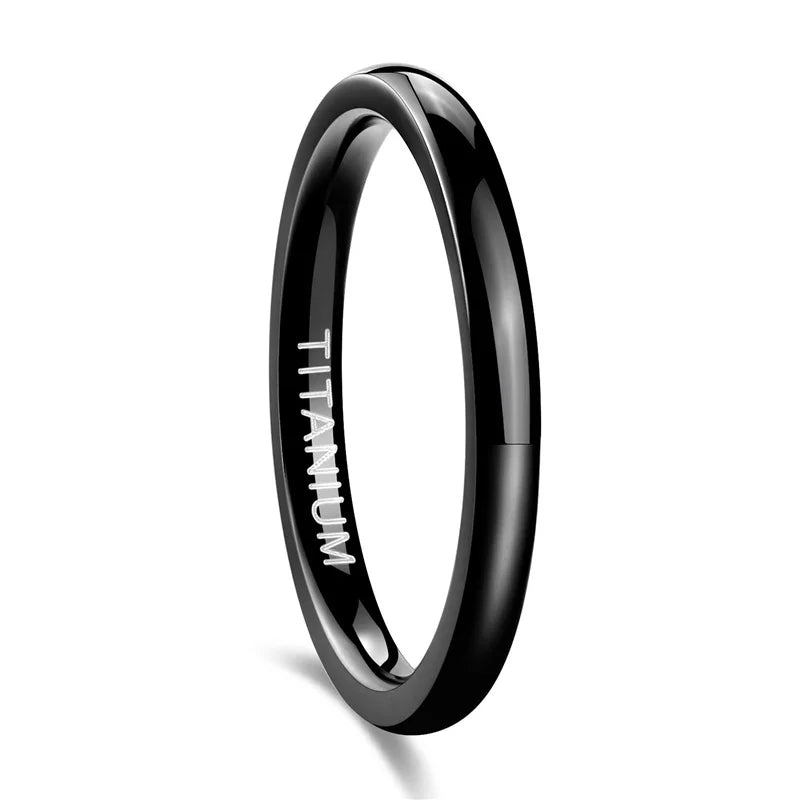TIGRADE 2/4/6/8mm Mens Wedding Band Polished Women Titanium Simple Engagement Classic Rings Black Silver Color Lady anel 3-15