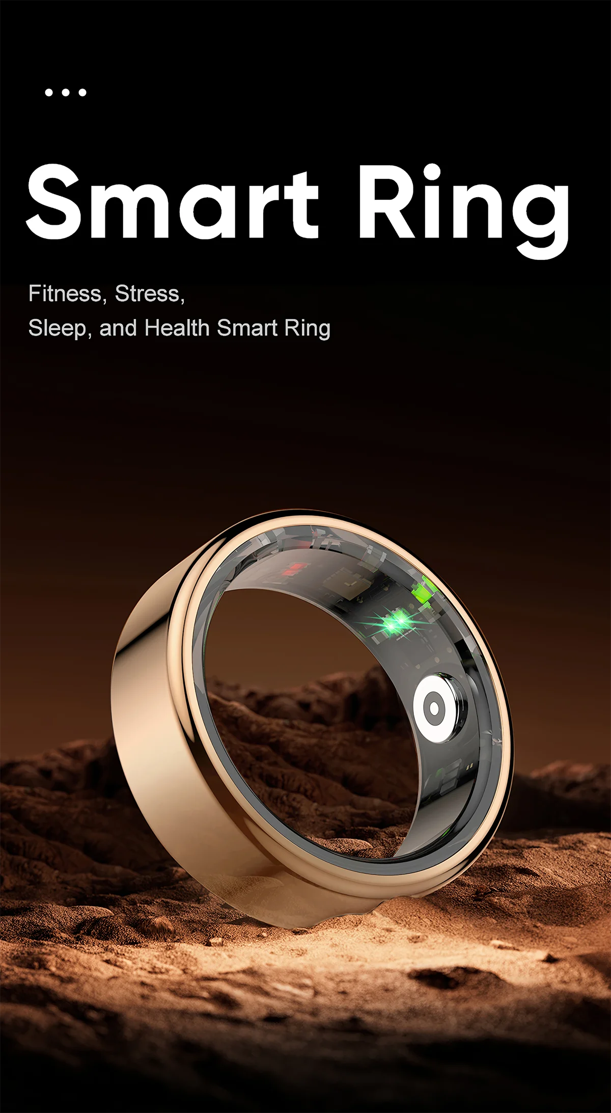 AMZMAX R02 Smart Ring Multi-sports Modes Pedometer Fitness Tracker Health Monitoring IP68 Waterproof Military Grade Smart Ring