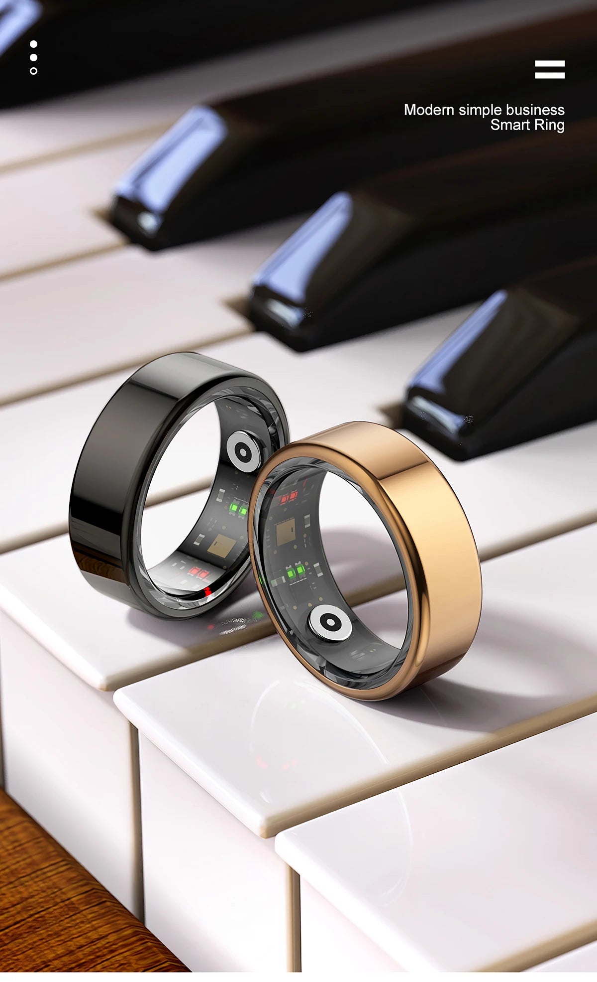 AMZMAX R02 Smart Ring Multi-sports Modes Pedometer Fitness Tracker Health Monitoring IP68 Waterproof Military Grade Smart Ring