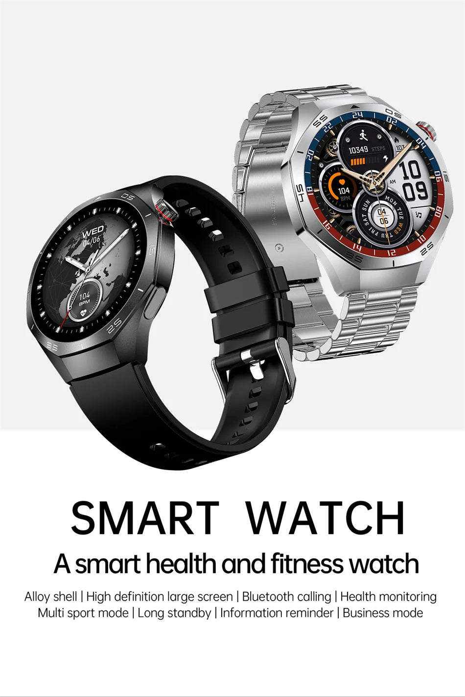 Huawei Watch GT5 Pro 
ساعة ذكية بشاشة HD، تدعم GPS، مكالمات بلوتوث، ومراقبة صحية شاملة. تصميم أنيق، مقاومة للماء، وبطارية