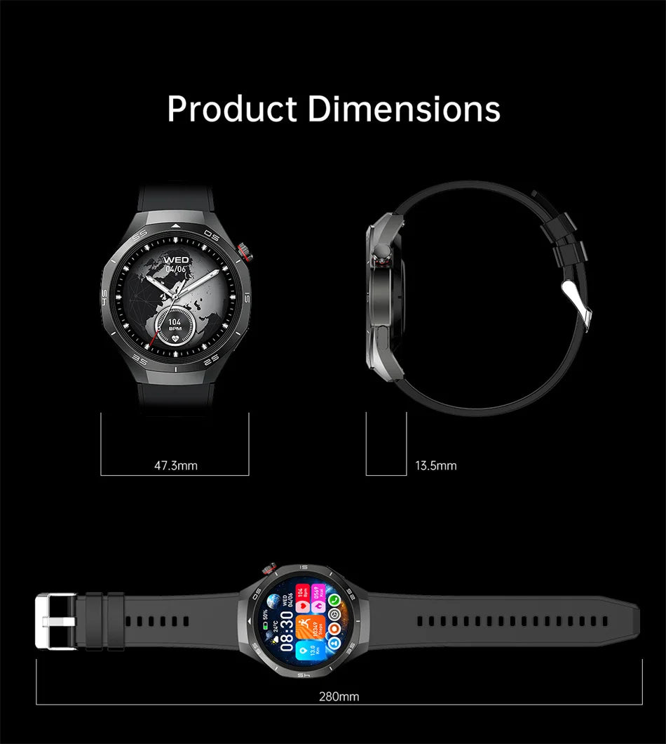 Huawei Watch GT5 Pro 
ساعة ذكية بشاشة HD، تدعم GPS، مكالمات بلوتوث، ومراقبة صحية شاملة. تصميم أنيق، مقاومة للماء، وبطارية