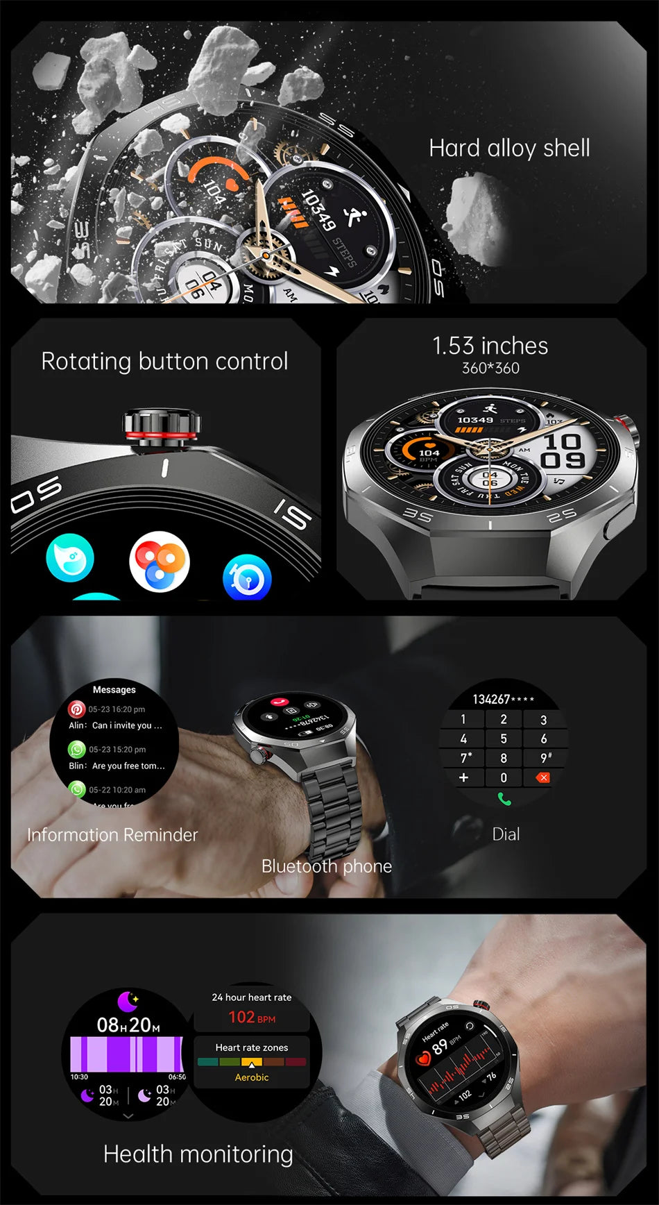 Huawei Watch GT5 Pro 
ساعة ذكية بشاشة HD، تدعم GPS، مكالمات بلوتوث، ومراقبة صحية شاملة. تصميم أنيق، مقاومة للماء، وبطارية